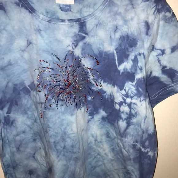 3 for $15 Tie Dye Tee with Jewel Firework - Picture 2 of 5